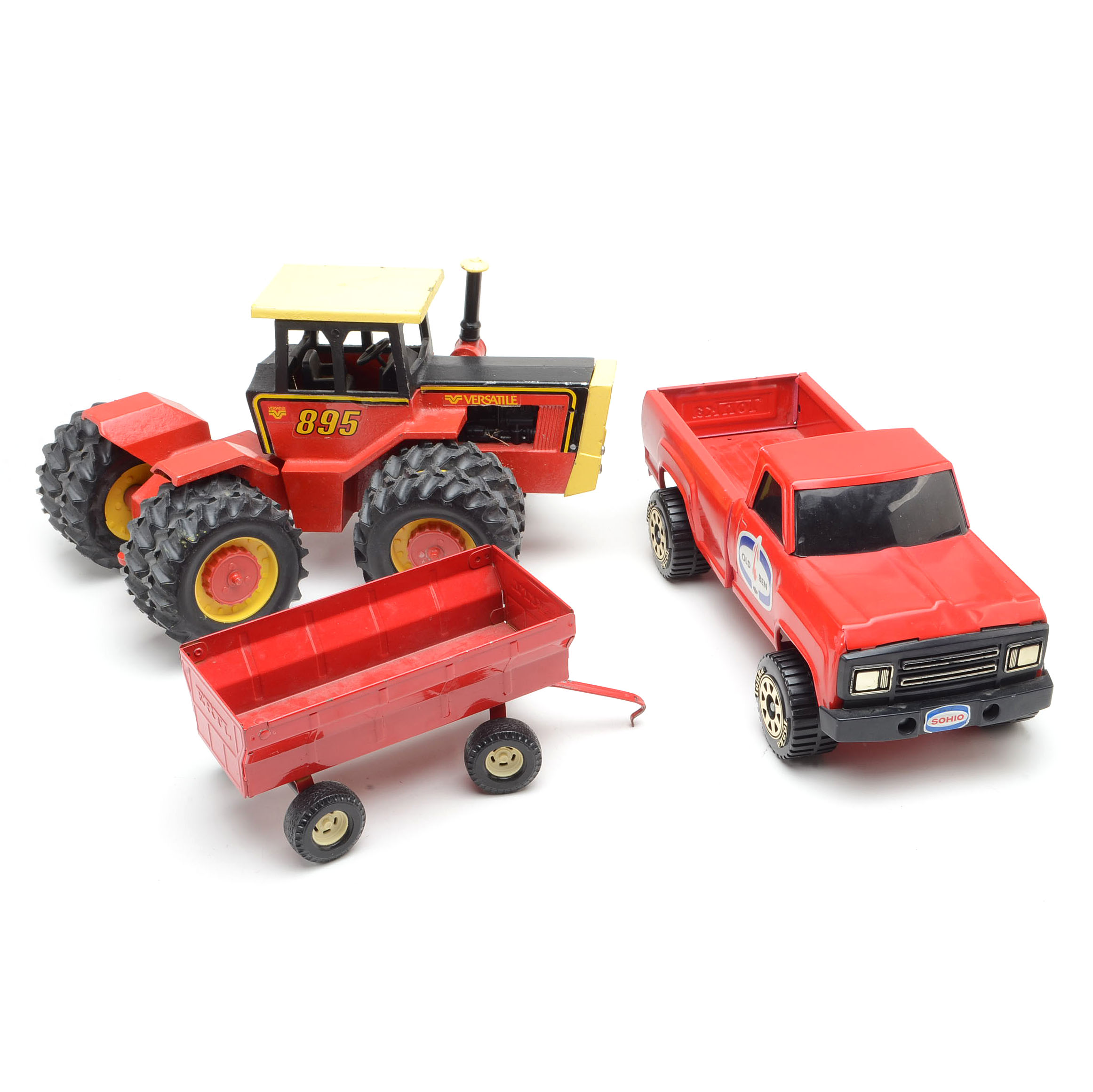 Vintage Metal Farm Vehicle Toys Including Tonka and Ertl