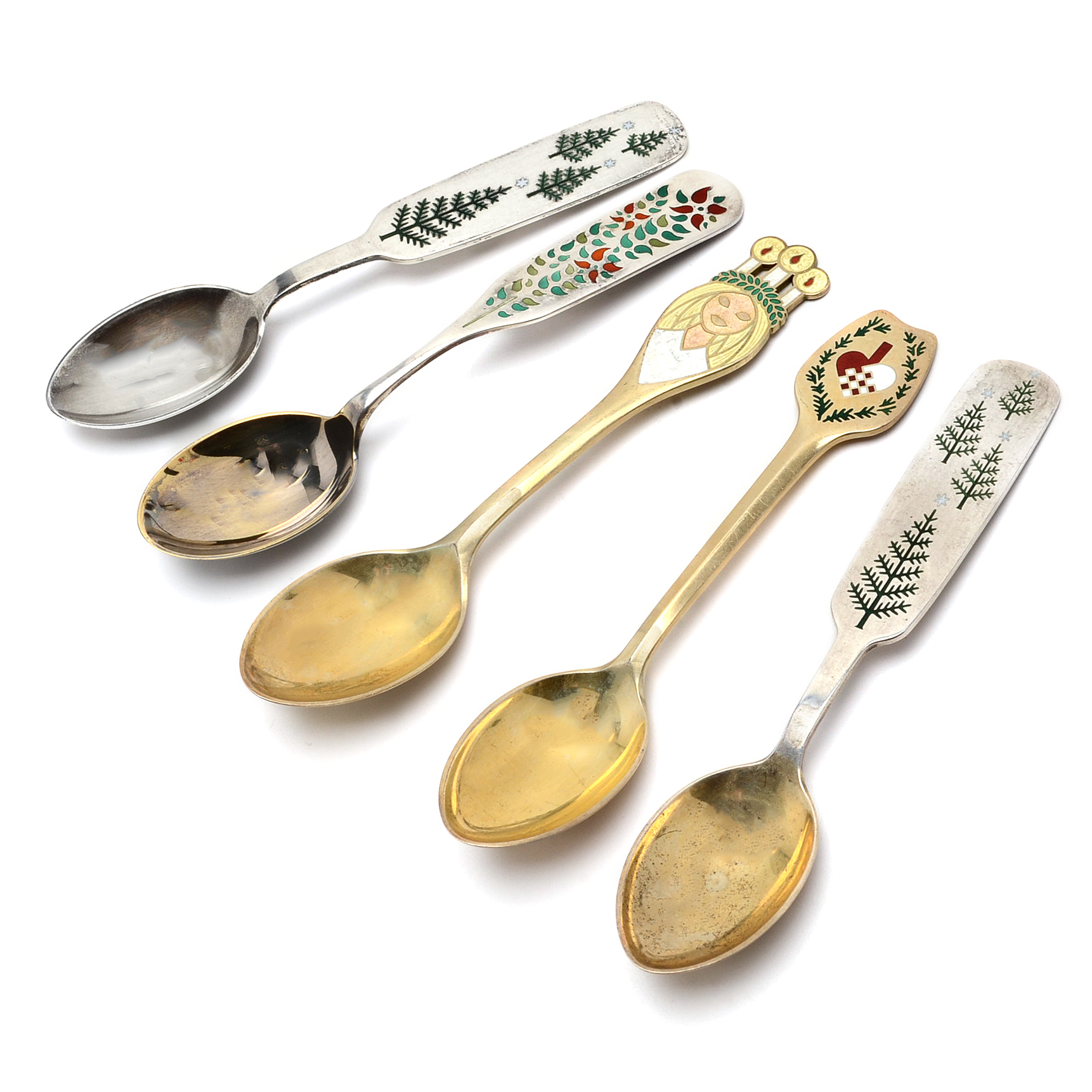 Collection of Danish Anton Michelsen Sterling Silver Christmas-Themed Spoons
