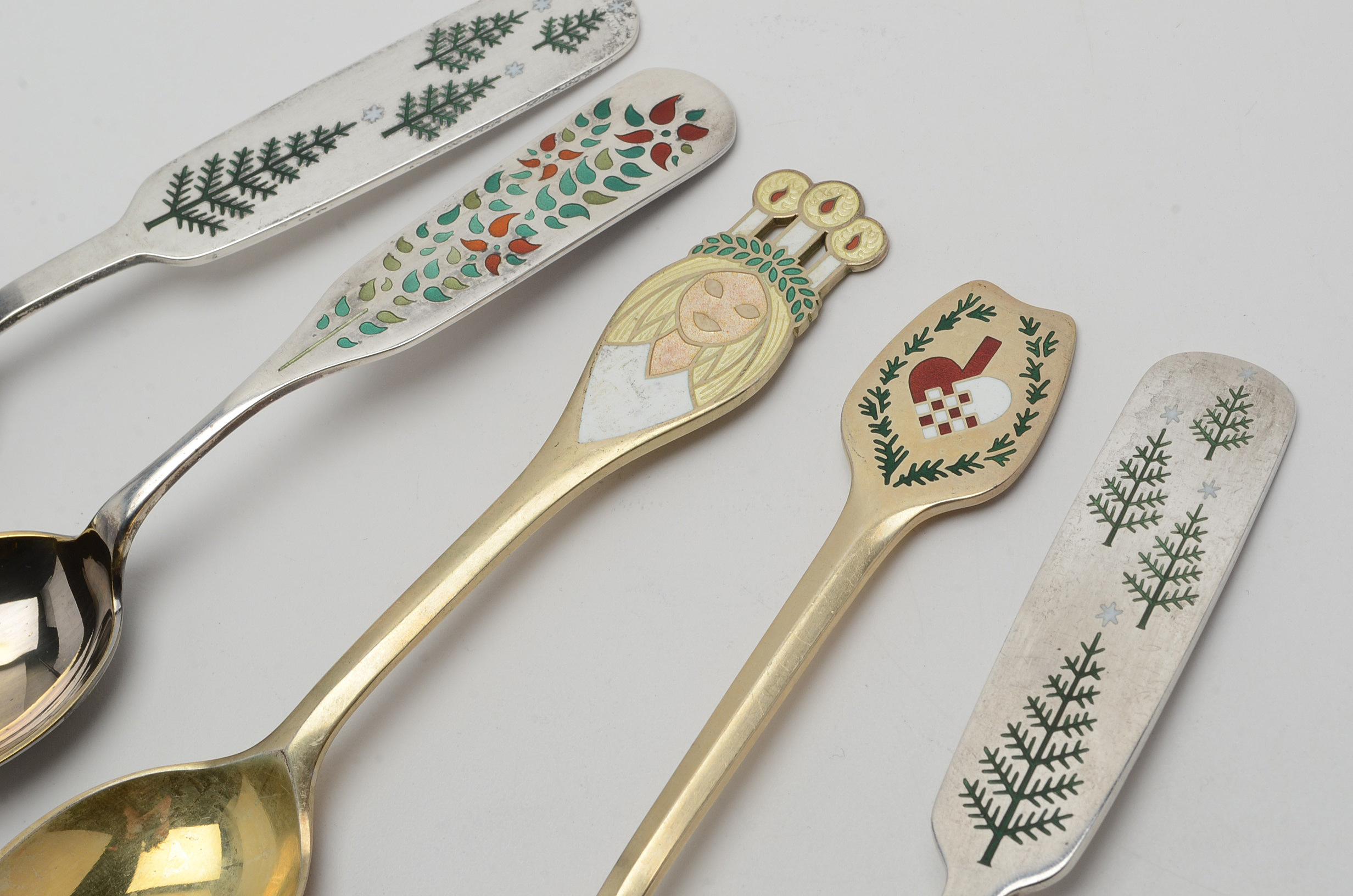 Collection of Danish Anton Michelsen Sterling Silver Christmas-Themed Spoons