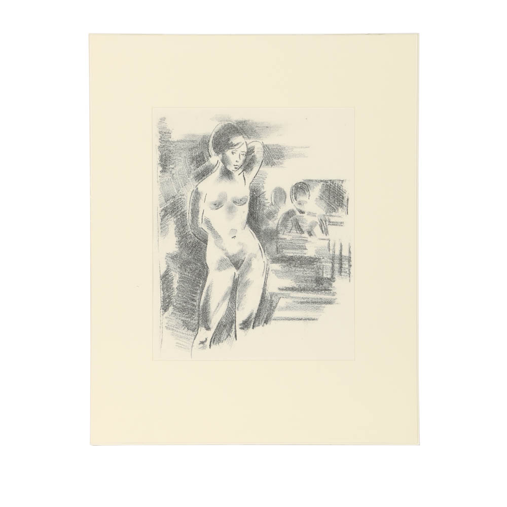 Arthur Helwig Lithograph on Paper "Untitled (Standing Nude)"