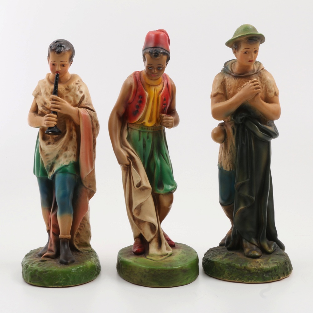 Large Size Vintage Nativity Chalk Ware Figures