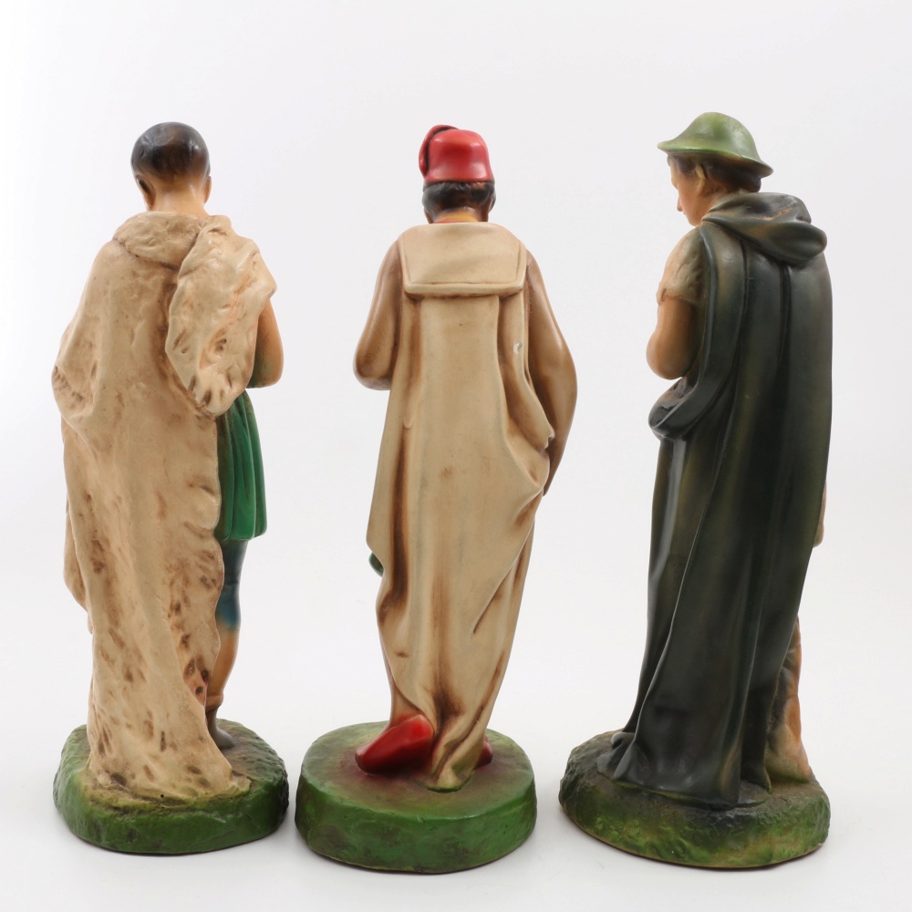 Large Size Vintage Nativity Chalk Ware Figures