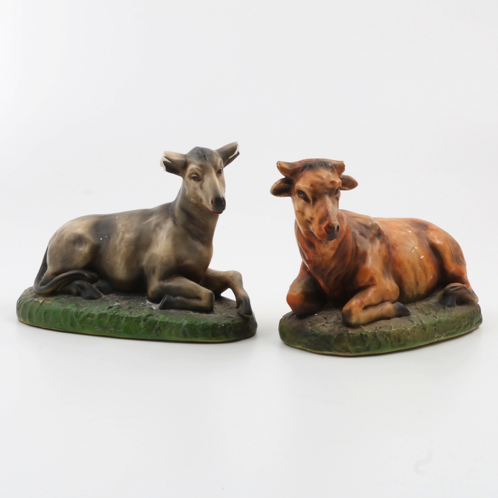 Large Size Vintage Nativity Chalk Ware Figures