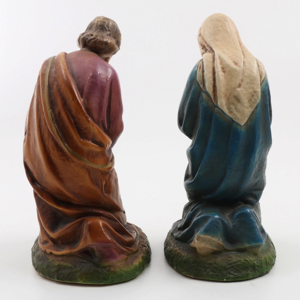 Large Size Vintage Nativity Chalk Ware Figures