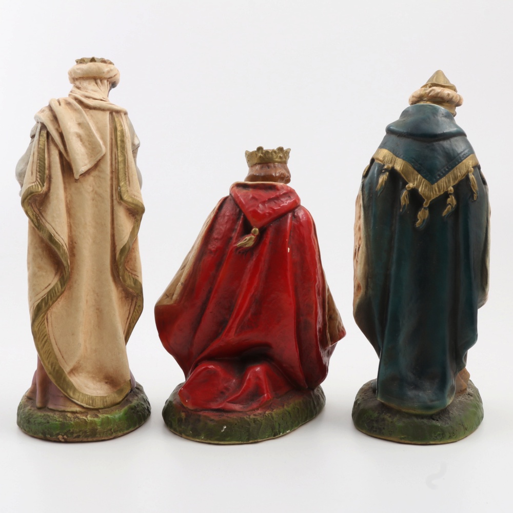 Large Size Vintage Nativity Chalk Ware Figures