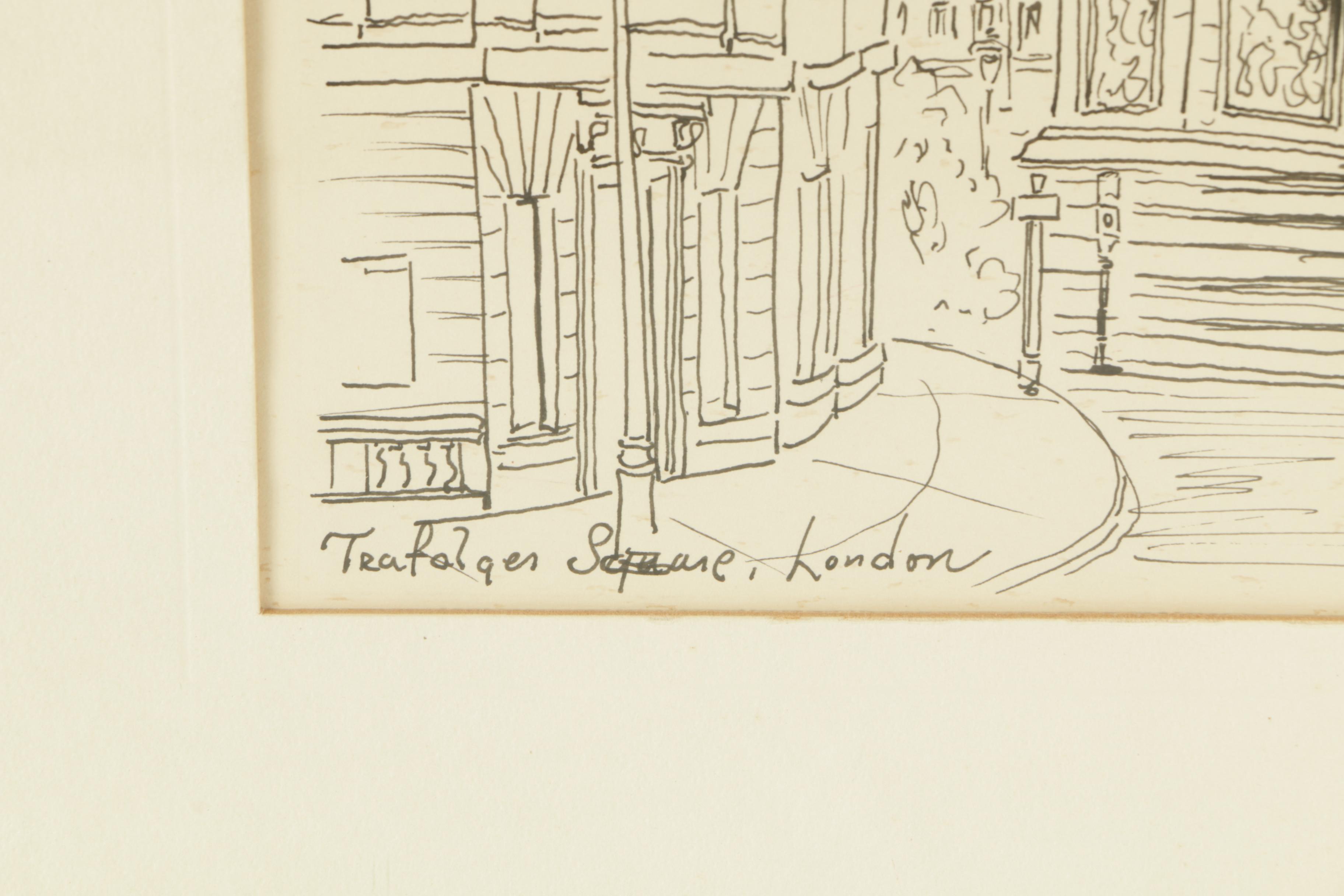 Drypoint Etching of Ships and Rowe Langston Ink Drawing