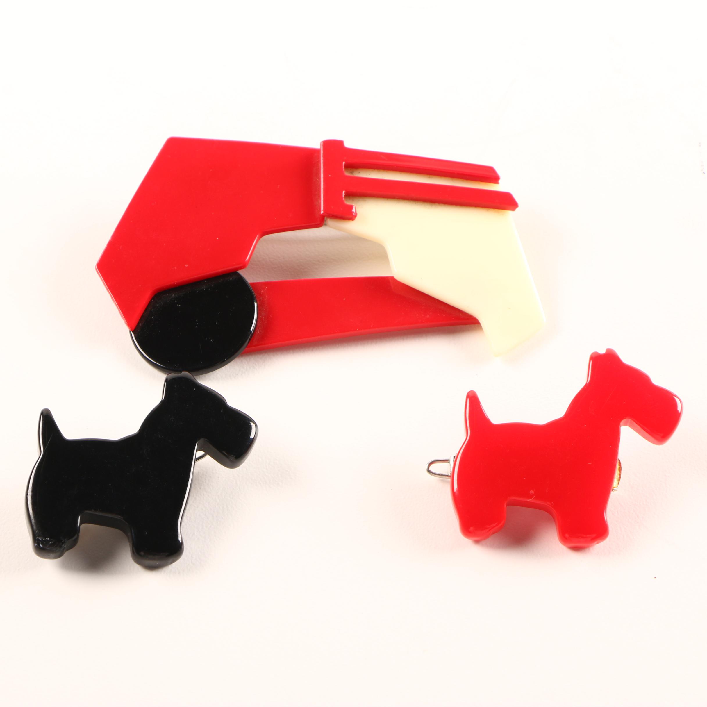 Bill Schiffer Geometric and Scotty Dog Hair Clips