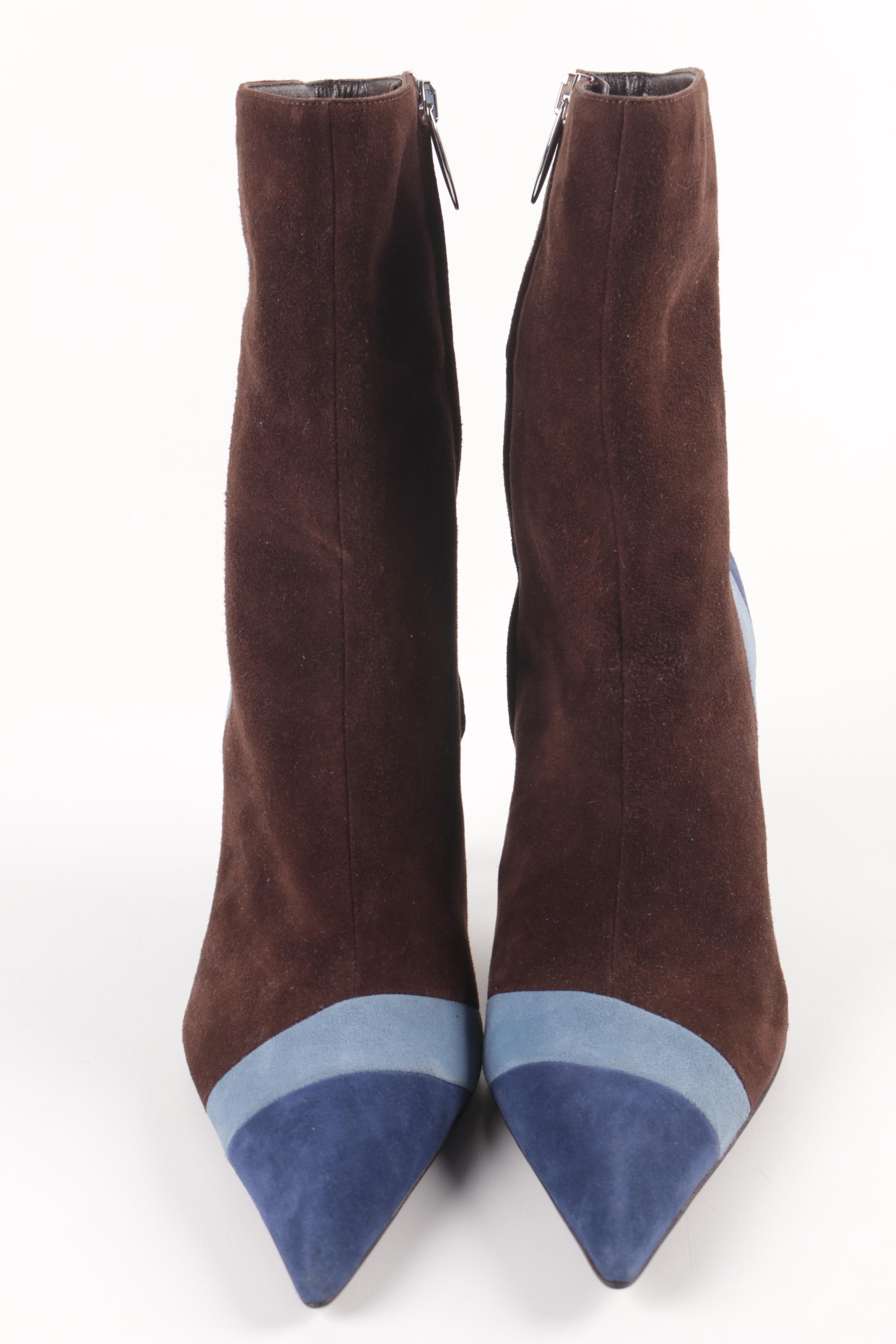 Sergio Rossi Suede Pointed Toe Ankle Boots