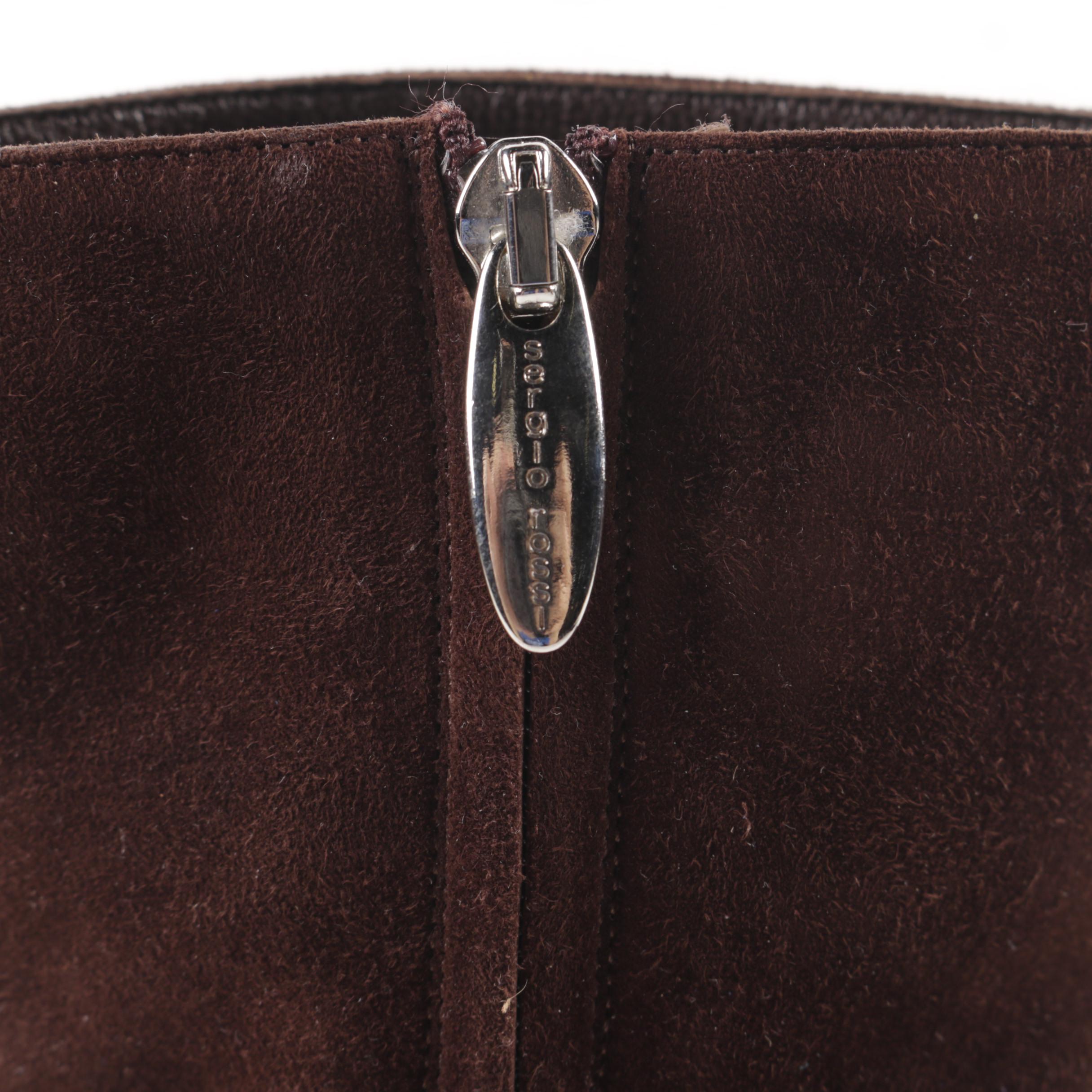 Sergio Rossi Suede Pointed Toe Ankle Boots