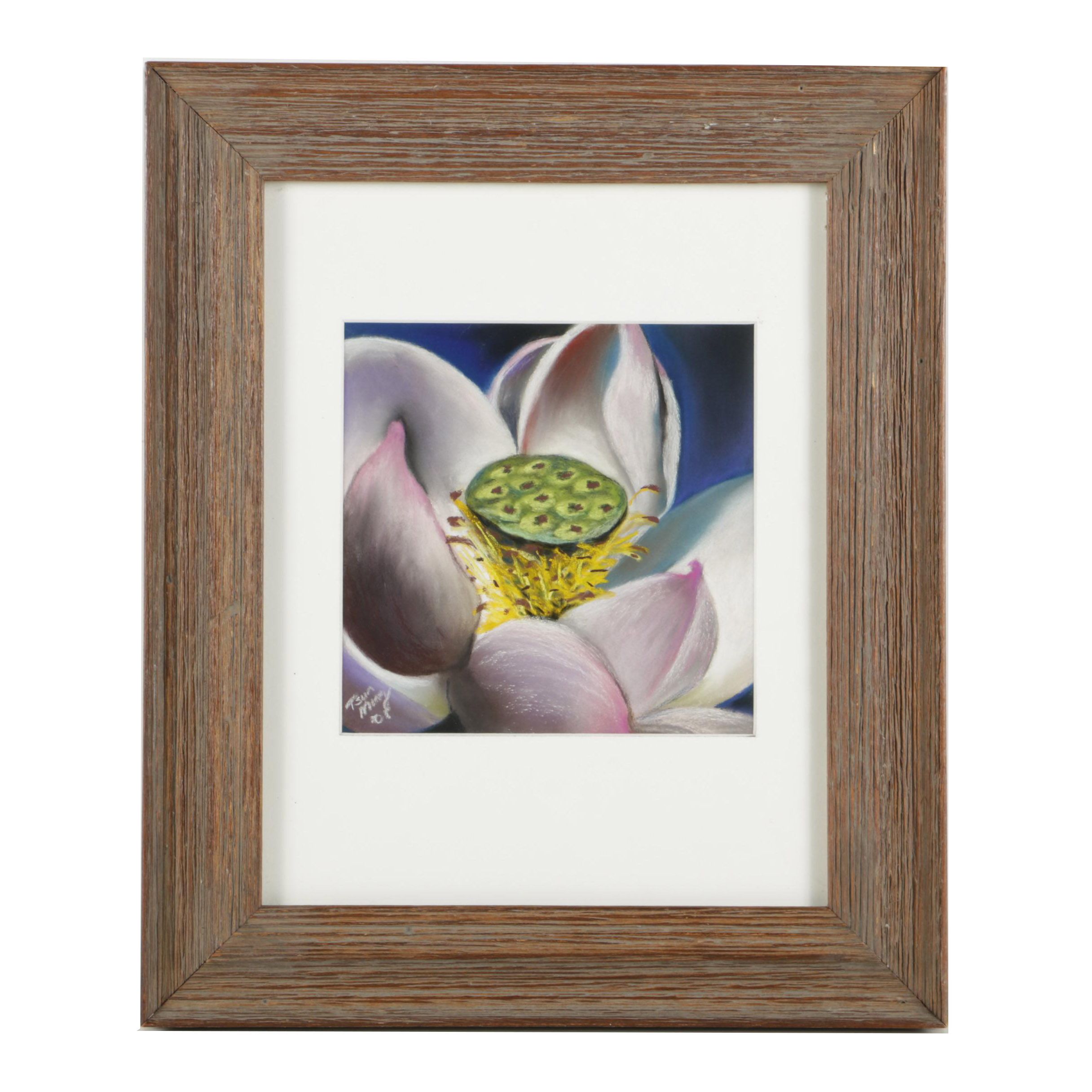 Tsun Ming Chmielinski Chalk Pastel Drawing on Paper "Lotus"