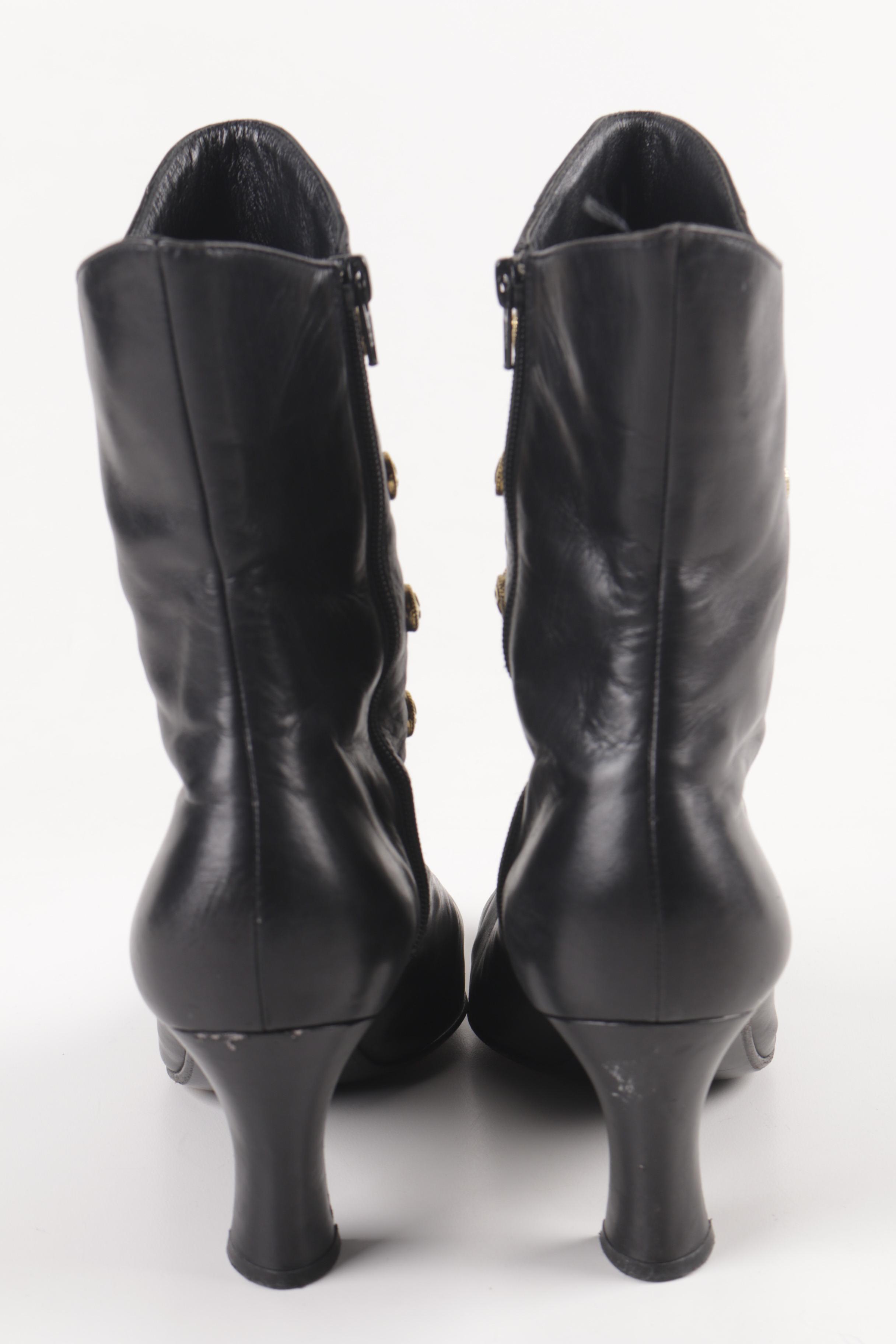 Vintage Sergio Rossi Black Leather High Heel Boots