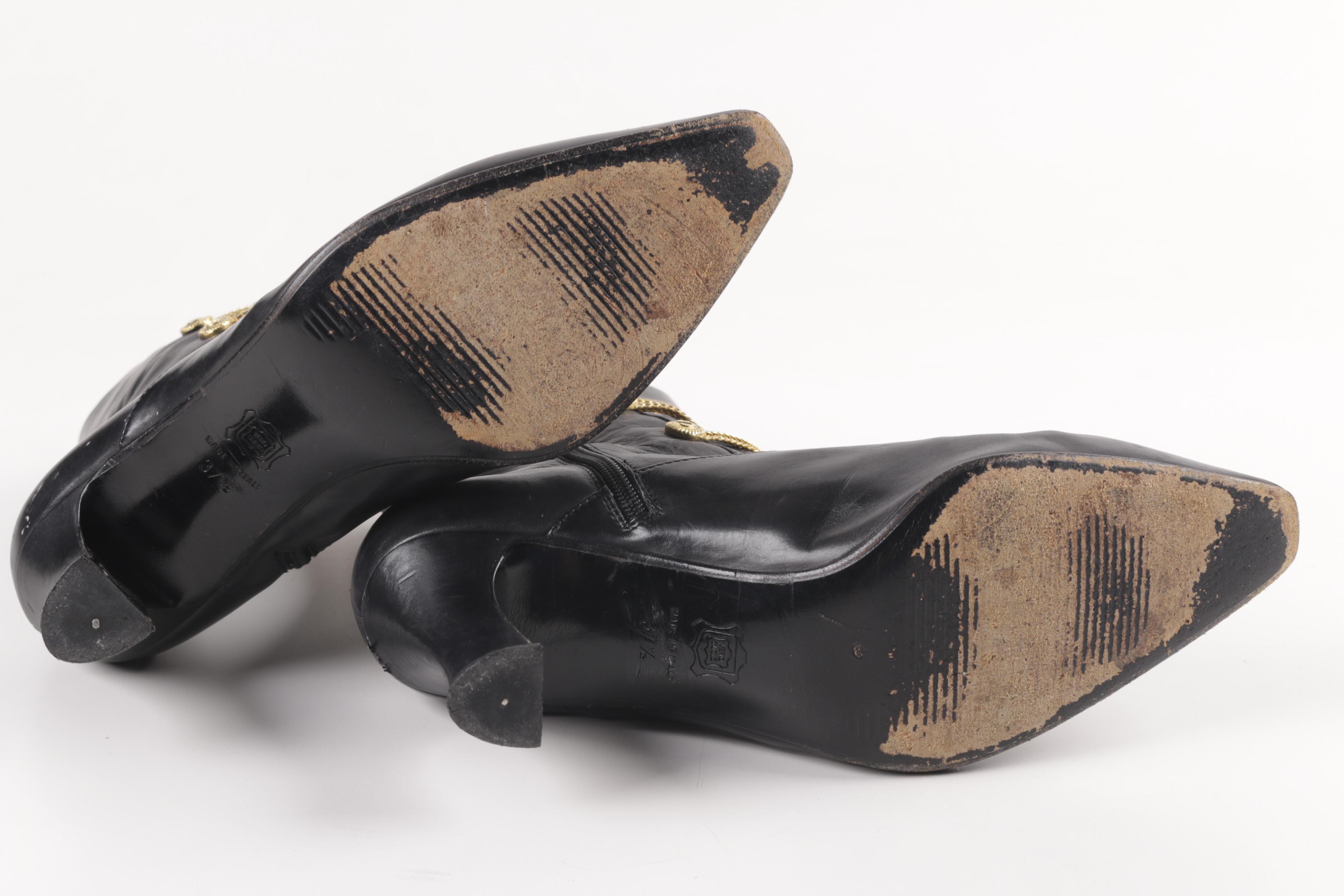 Vintage Sergio Rossi Black Leather High Heel Boots