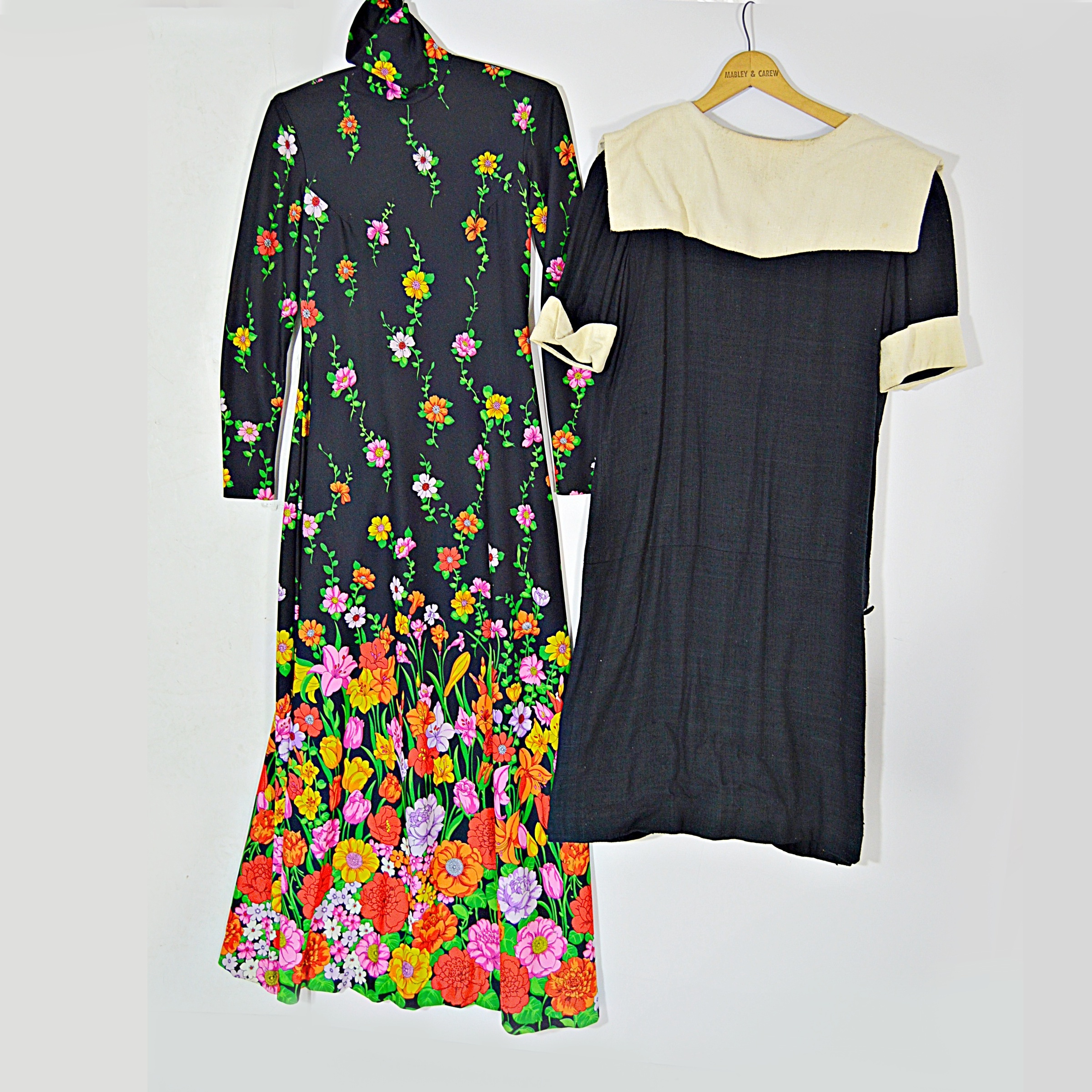 1960s Dresses with Floral Maxi and Black Hand Loomed Matka Silk Dress
