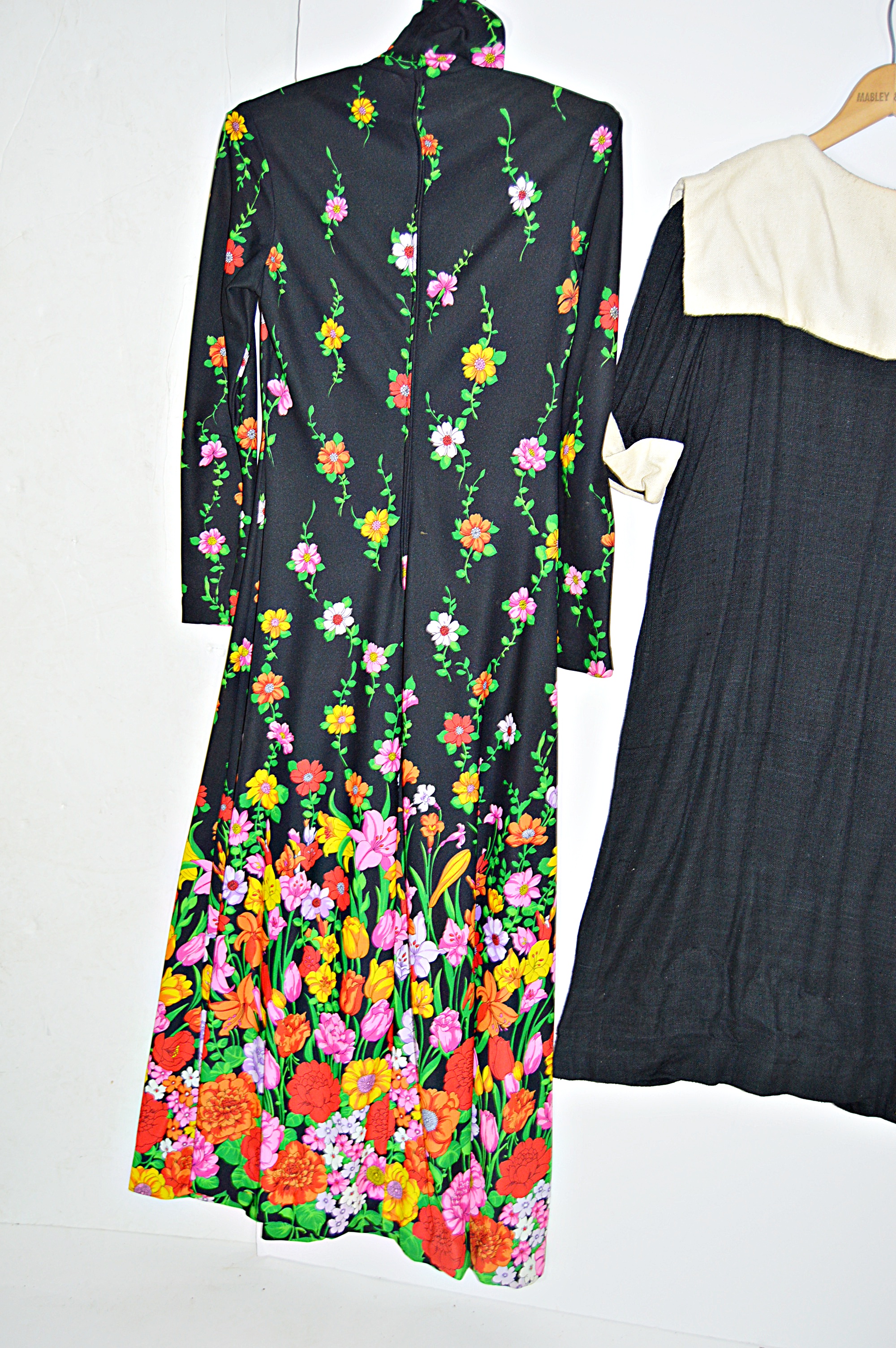 1960s Dresses with Floral Maxi and Black Hand Loomed Matka Silk Dress