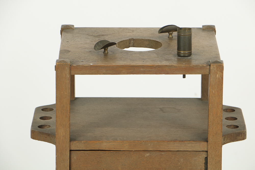 Early 20th Century Arts and Crafts Oak Smoking Stand by H.T. Cushman Mfg. Co.
