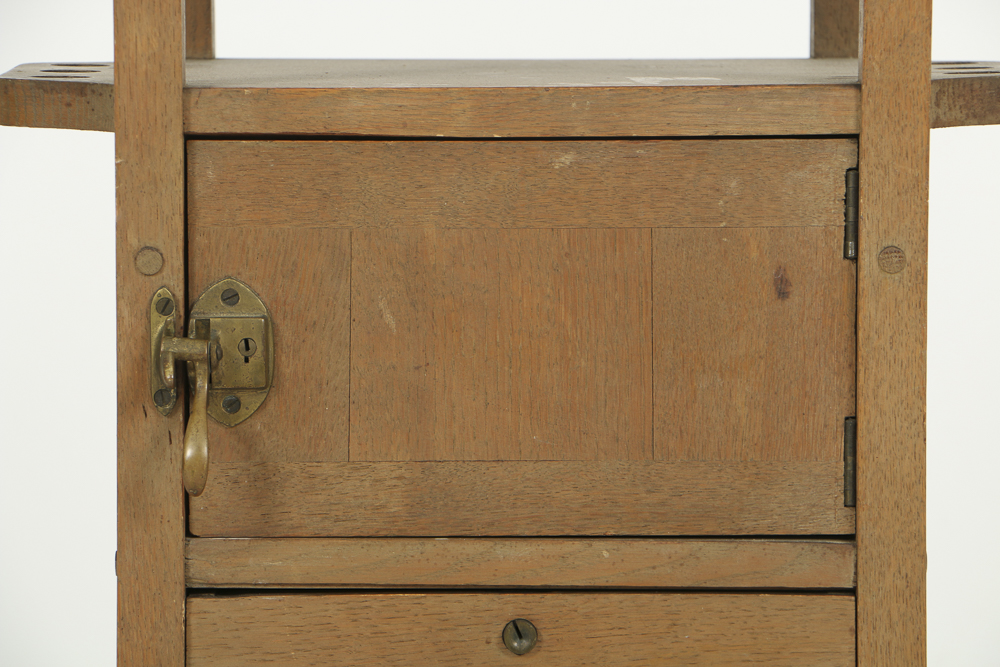 Early 20th Century Arts and Crafts Oak Smoking Stand by H.T. Cushman Mfg. Co.