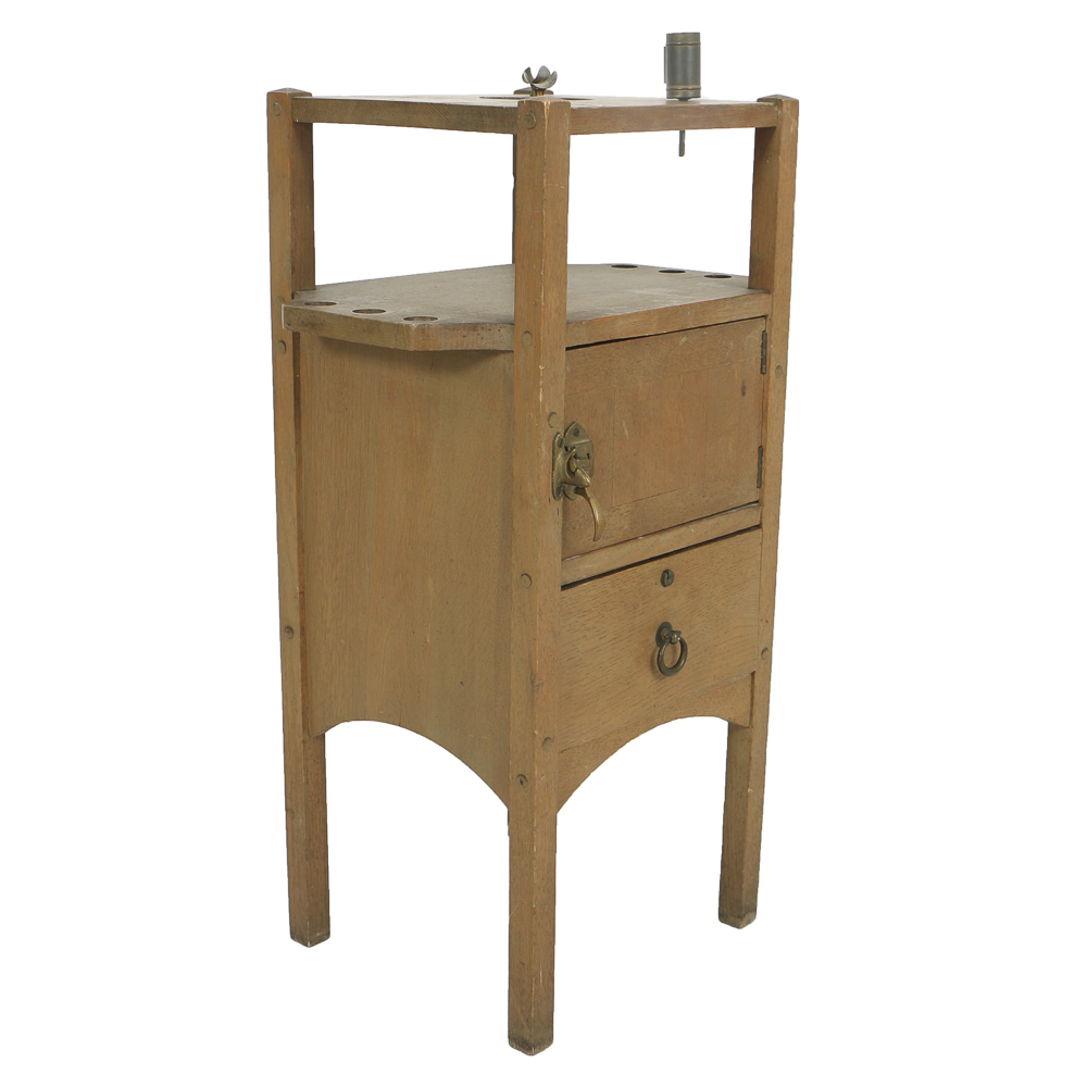 Early 20th Century Arts and Crafts Oak Smoking Stand by H.T. Cushman Mfg. Co.