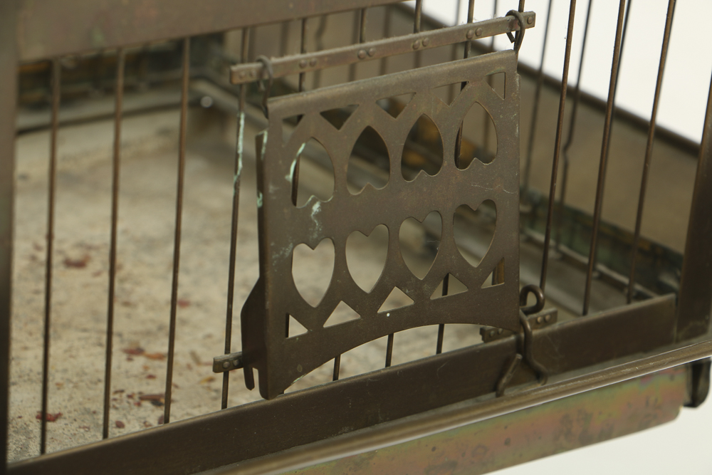 Early 20th Century Mission Brass Birdcage by Hendryx with O.L. & Co. Stand