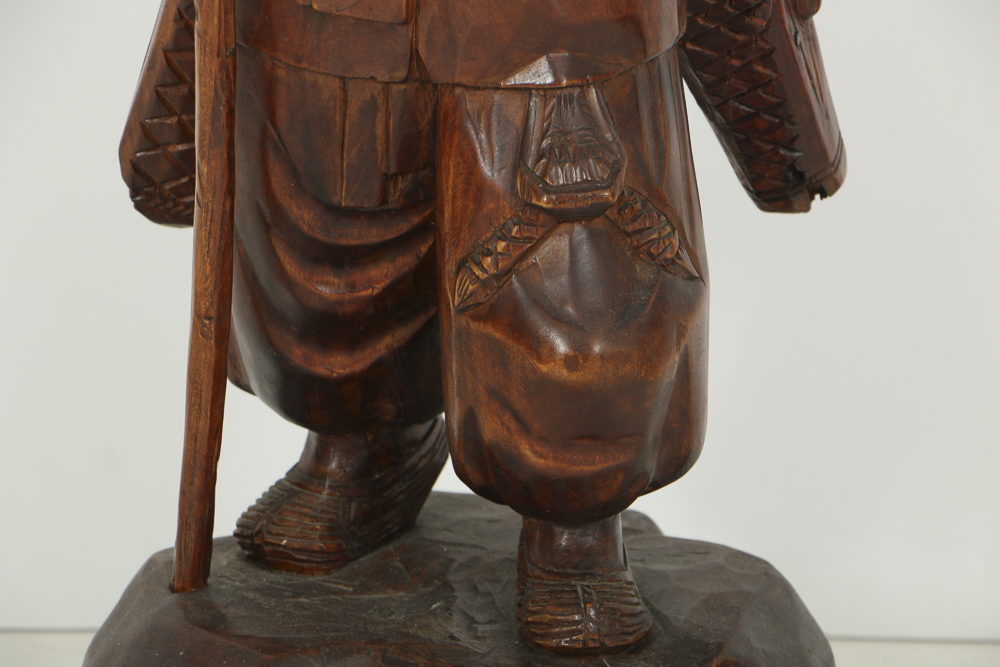 Asian Style Figural Wood Carvings of Basket Carriers