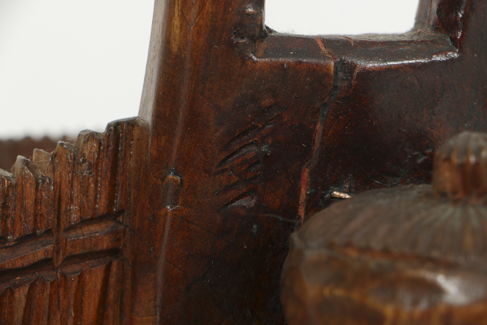 Asian Style Figural Wood Carvings of Basket Carriers