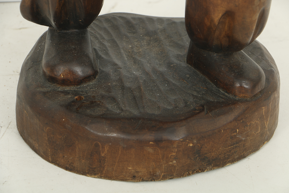 Asian Style Figural Wood Carvings of Basket Carriers