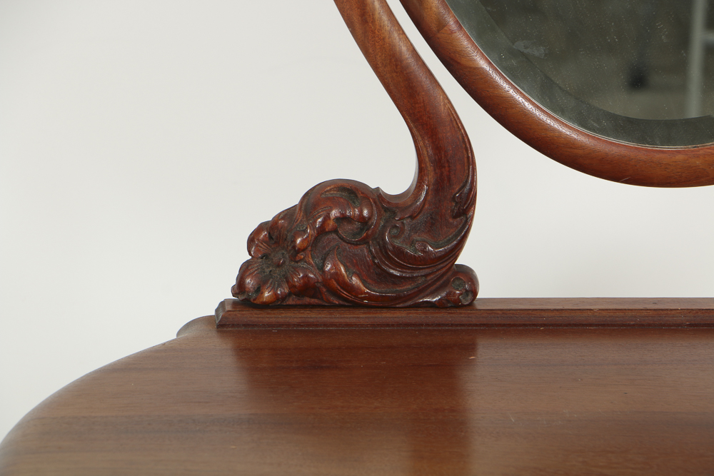 Vintage Louis XV Style Mahogany Vanity with Mirror