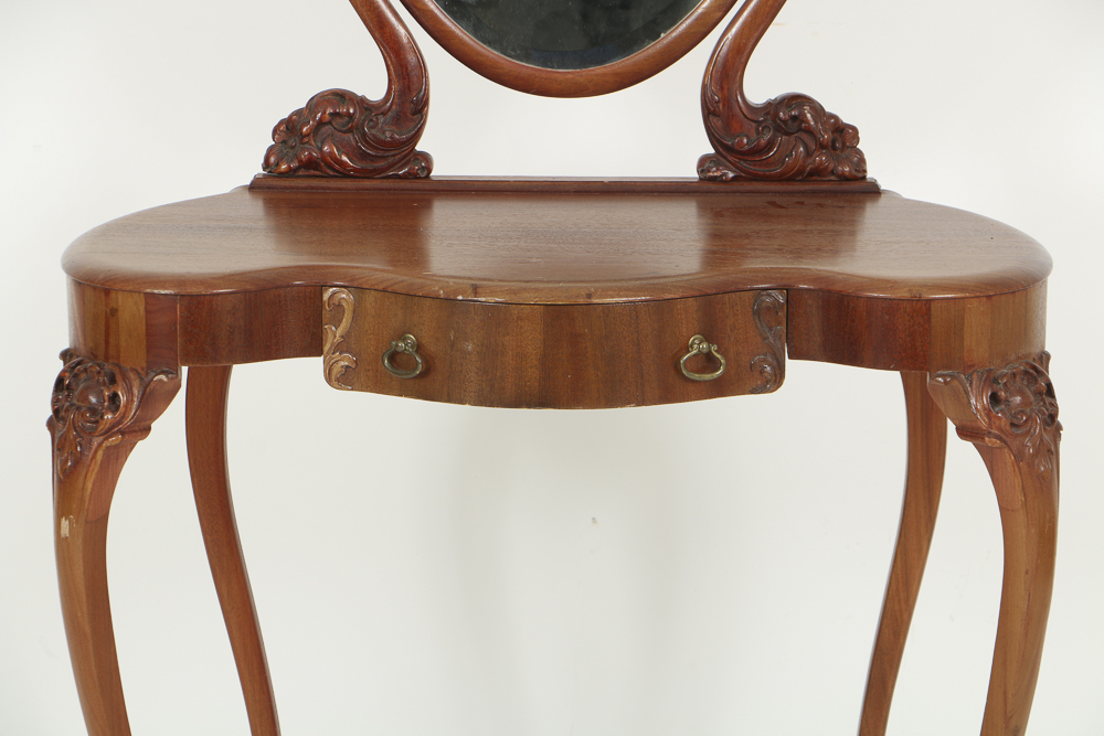 Vintage Louis XV Style Mahogany Vanity with Mirror