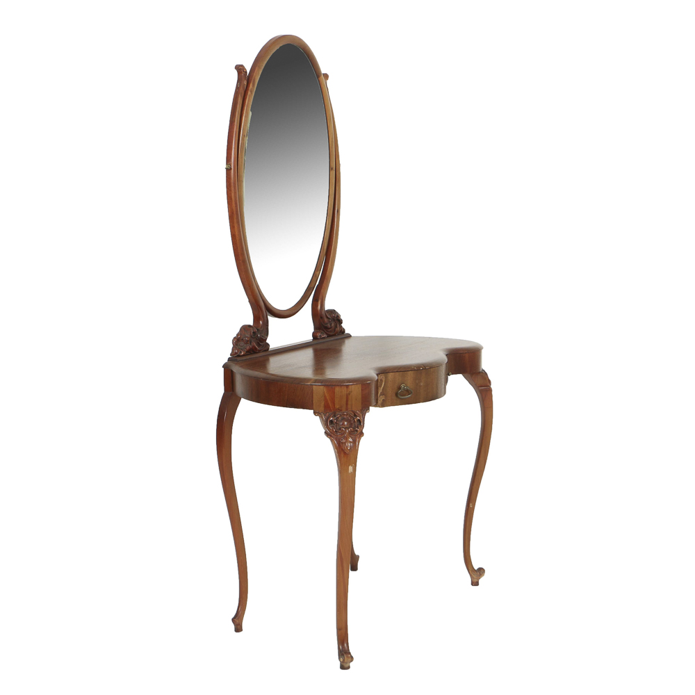Vintage Louis XV Style Mahogany Vanity with Mirror