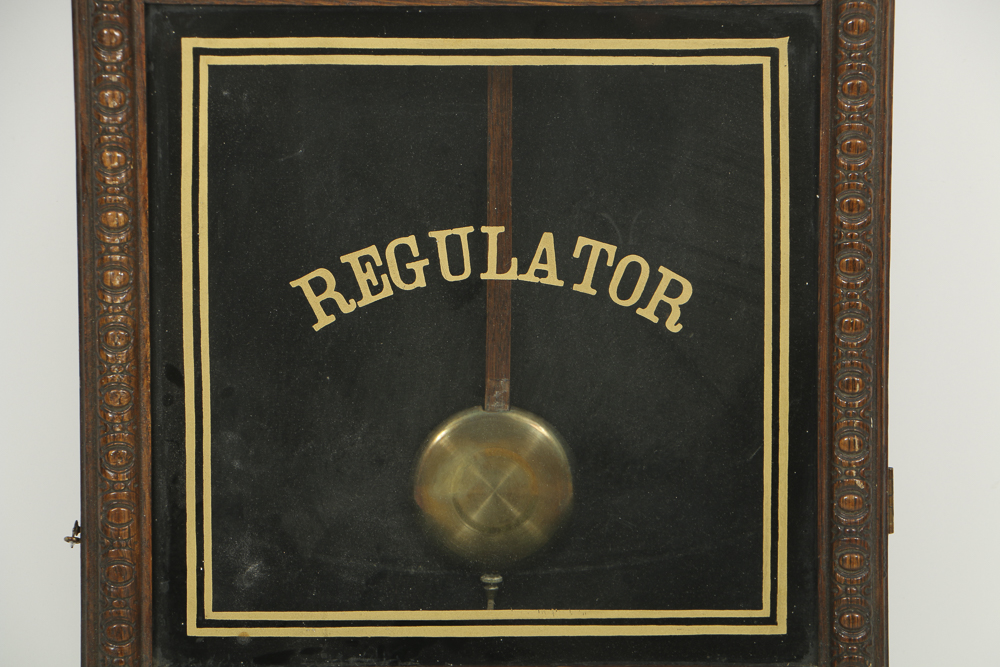 Antique "Crane" Regulator Wall Clock with Calendar Dial by Waterbury Clock Co.