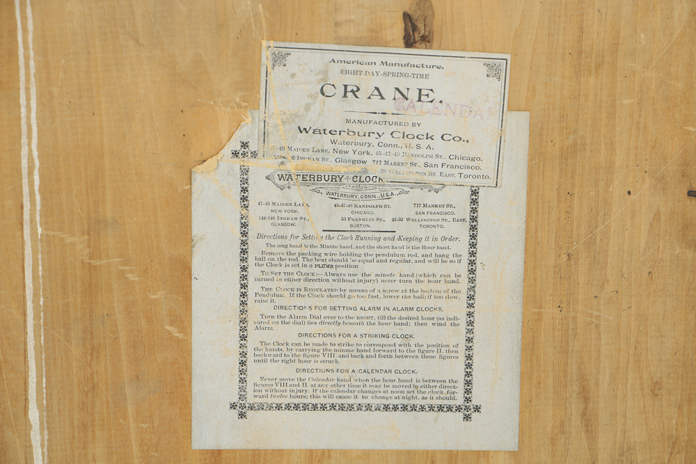 Antique "Crane" Regulator Wall Clock with Calendar Dial by Waterbury Clock Co.