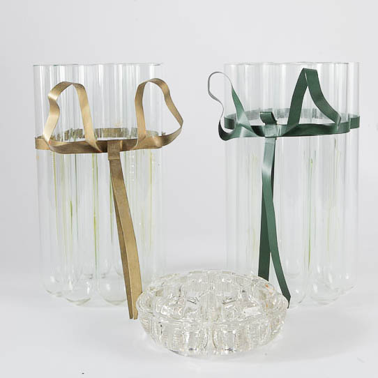 Glass Vases and Flower Frog