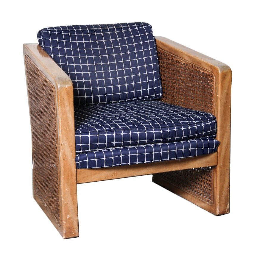 Vintage Modern Style Caned Lounge Chair