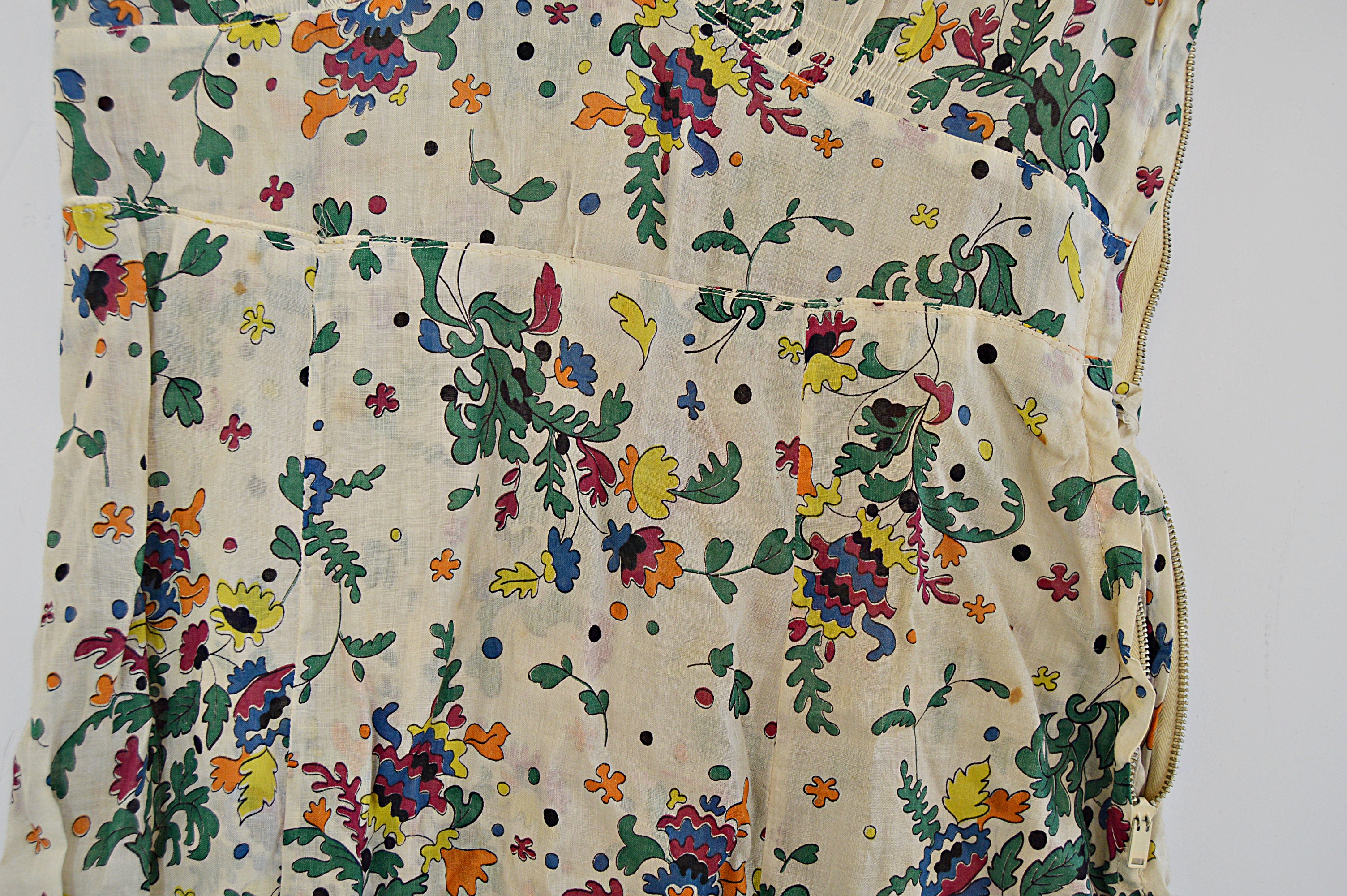 1930s Floral Patterned Cotton Dress