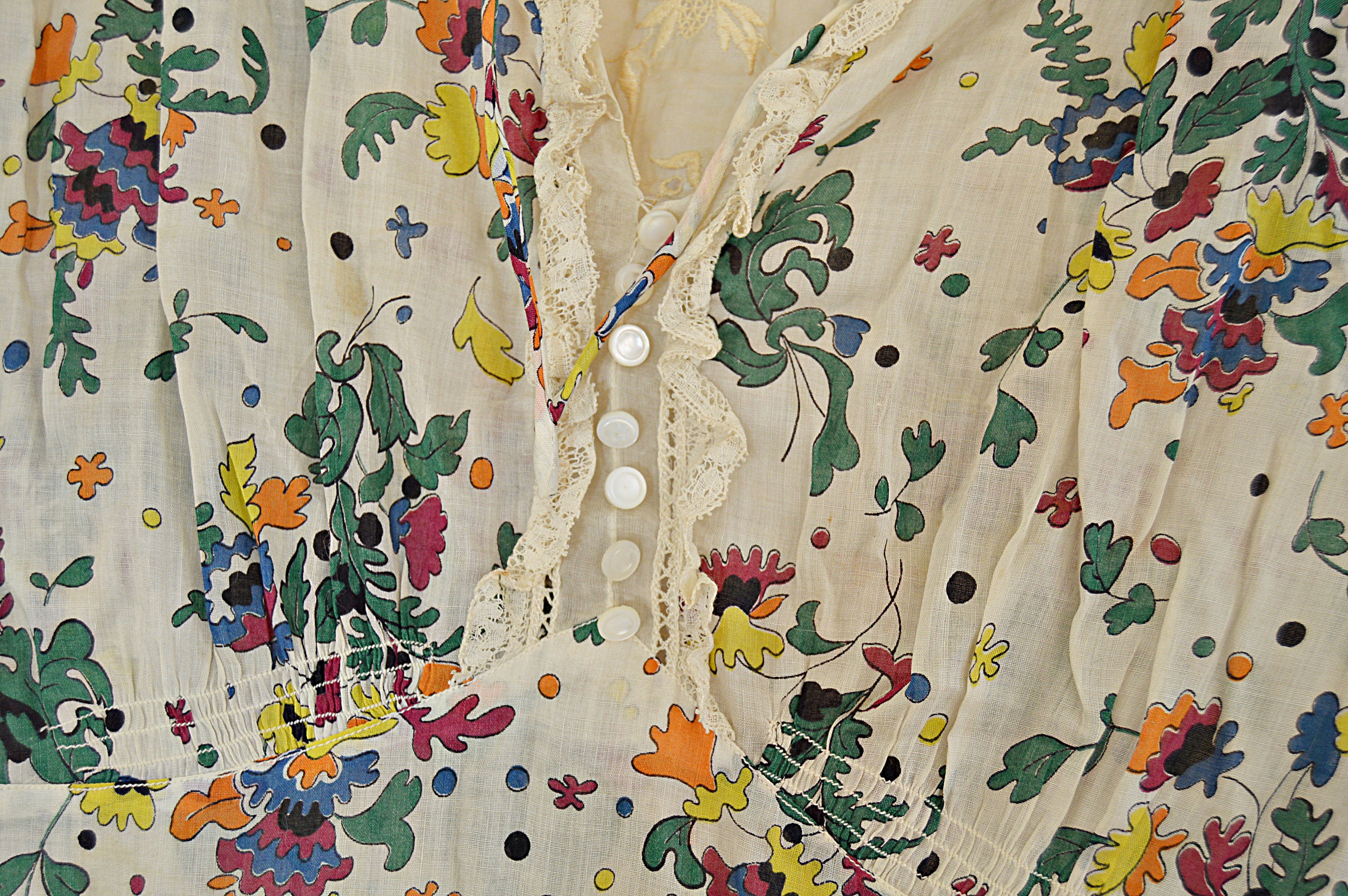1930s Floral Patterned Cotton Dress