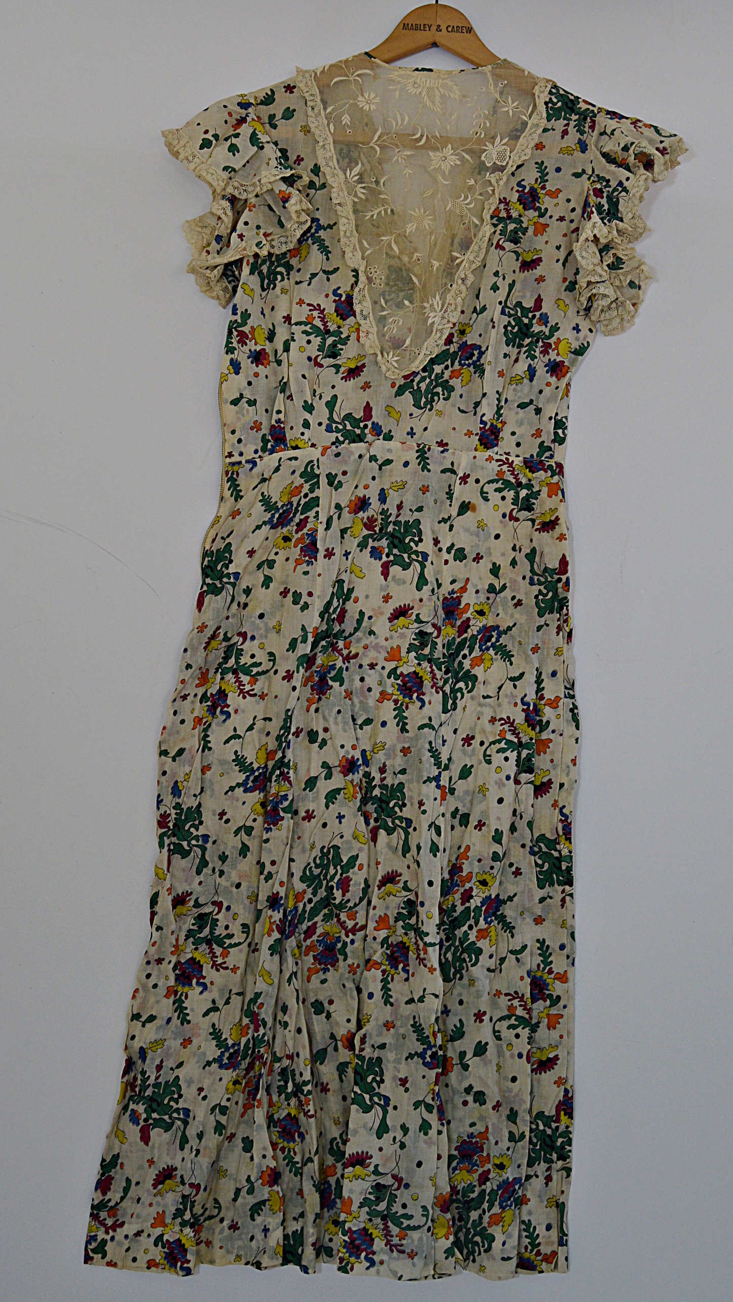 1930s Floral Patterned Cotton Dress