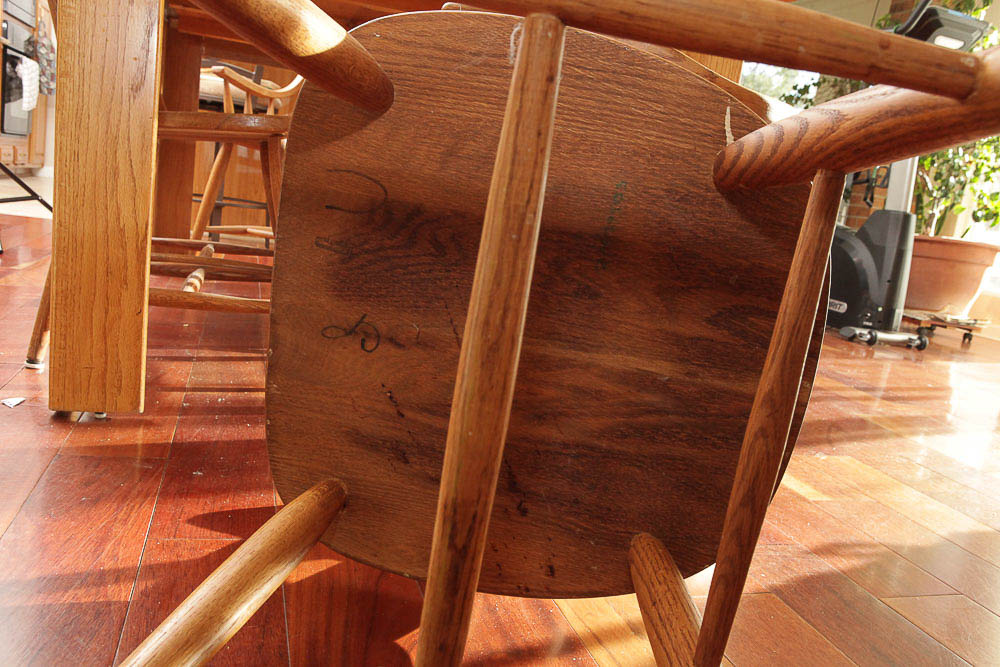 Vintage "Red Arrow" Dining Table and Windsor Style Chairs