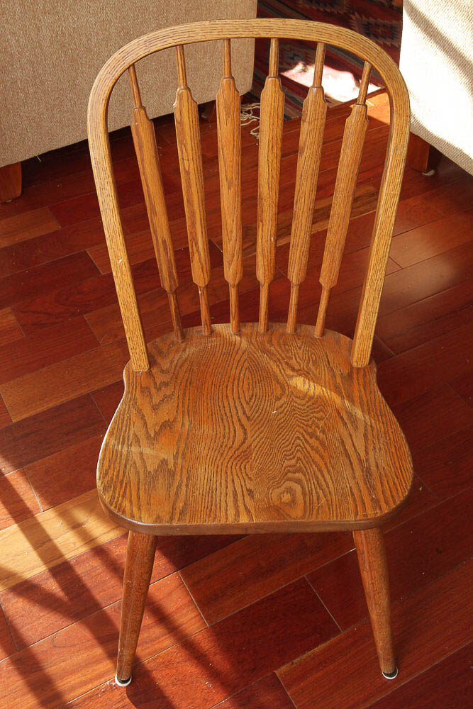 Vintage "Red Arrow" Dining Table and Windsor Style Chairs