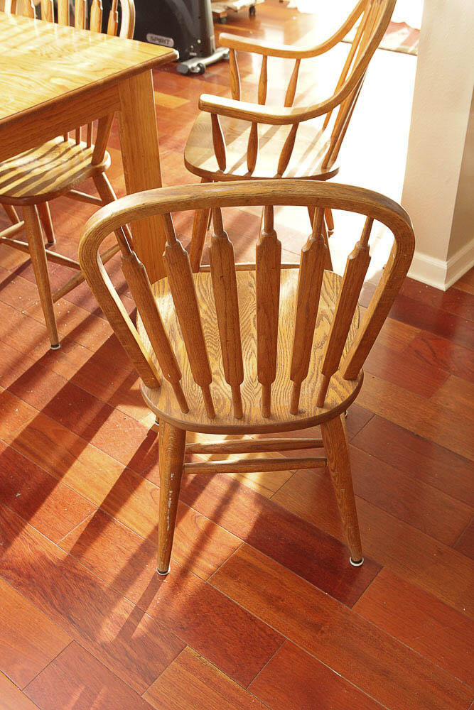 Vintage "Red Arrow" Dining Table and Windsor Style Chairs