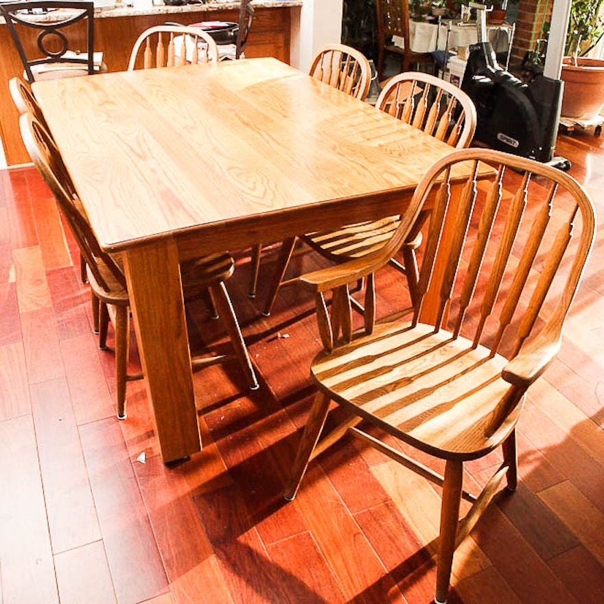 Vintage "Red Arrow" Dining Table and Windsor Style Chairs
