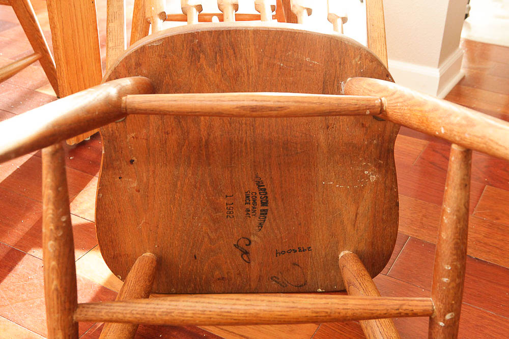 Vintage "Red Arrow" Dining Table and Windsor Style Chairs