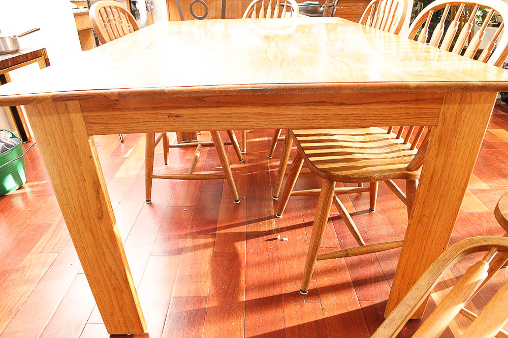 Vintage "Red Arrow" Dining Table and Windsor Style Chairs
