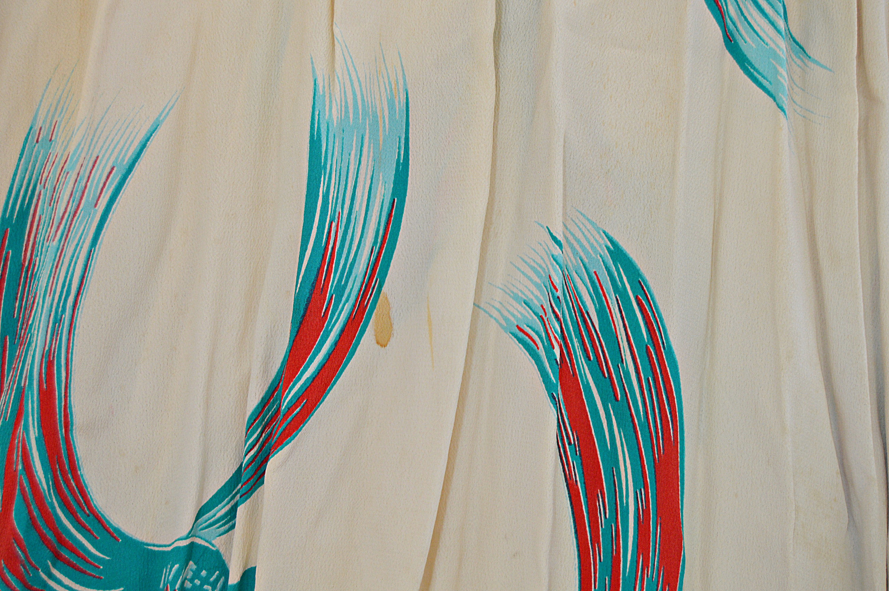 Vintage Crepe Dress with Birds of Paradise