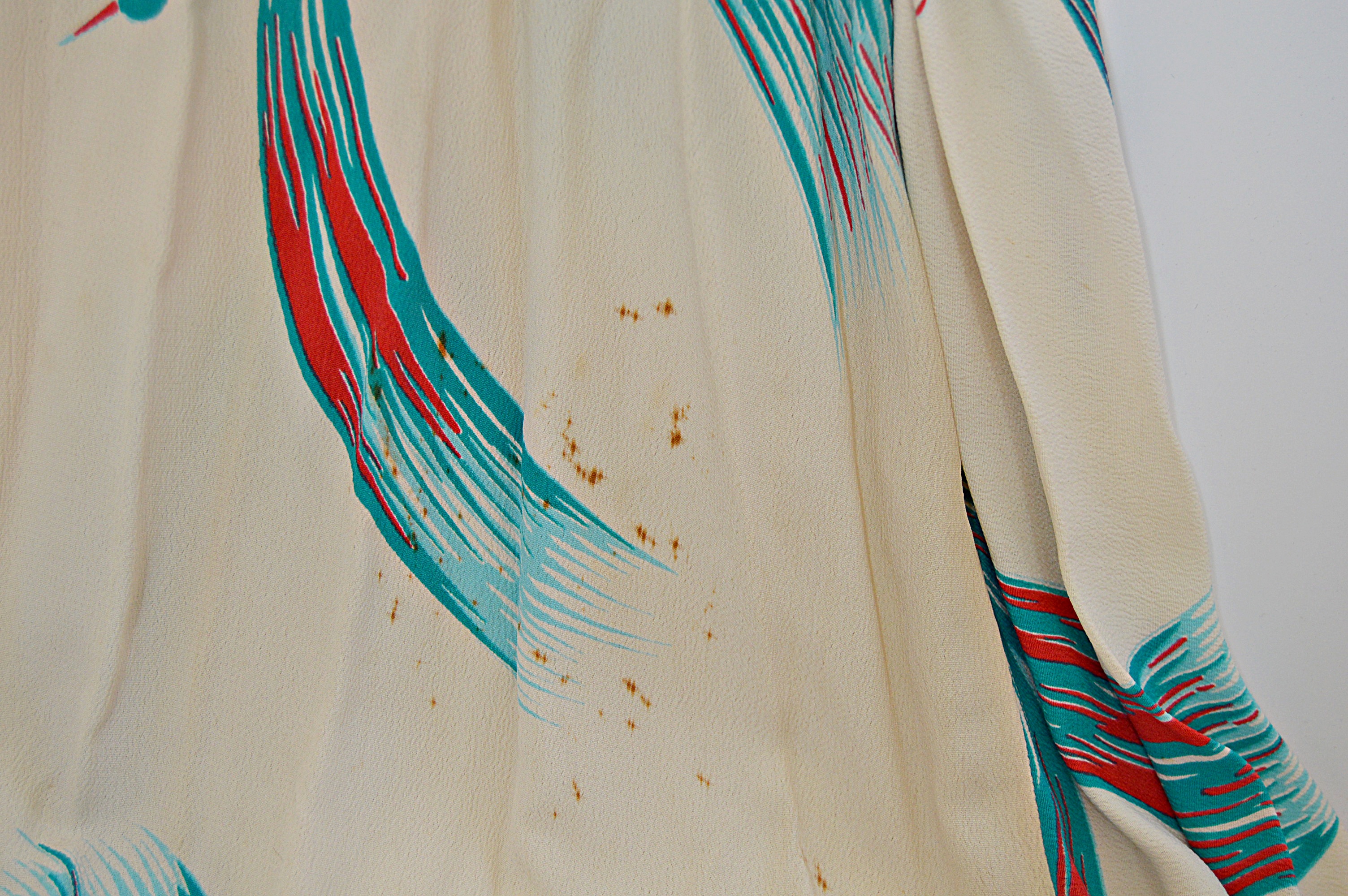 Vintage Crepe Dress with Birds of Paradise