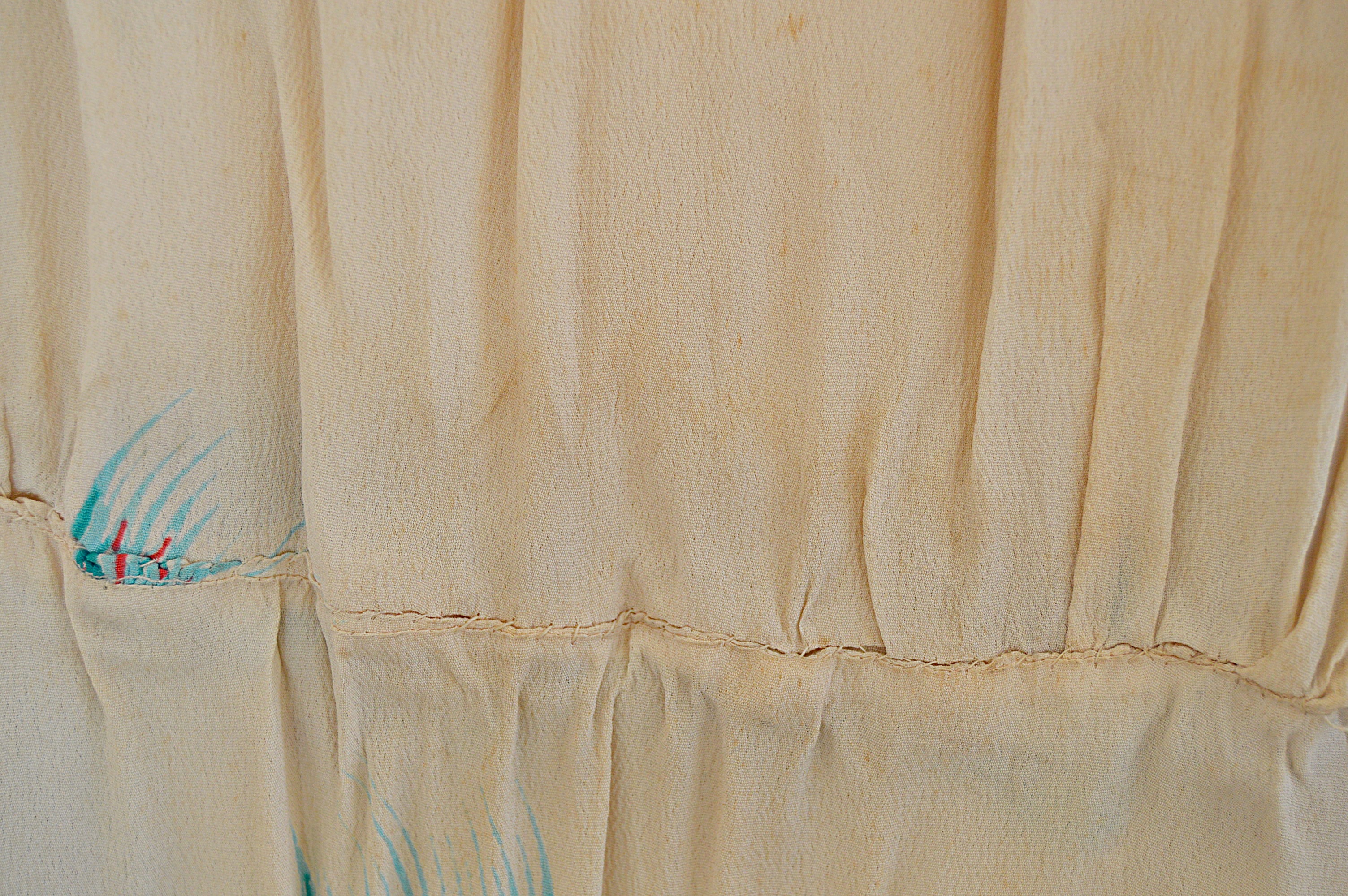 Vintage Crepe Dress with Birds of Paradise