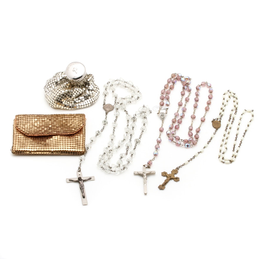 Vintage Rosaries with Mesh Carrying Cases