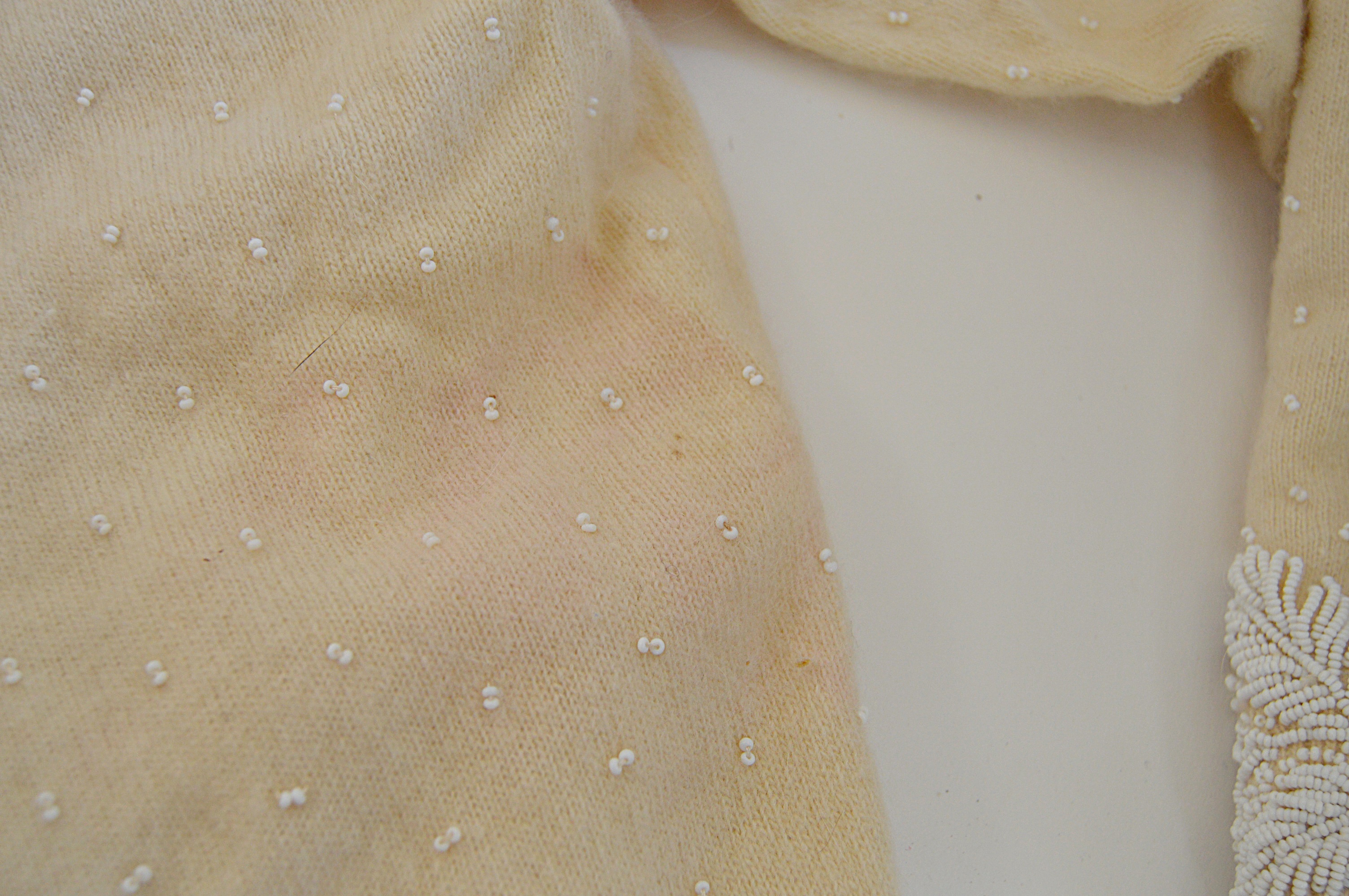 Vintage Women's Beaded Lambswool Sweaters, Basket Purse, and Sunglasses