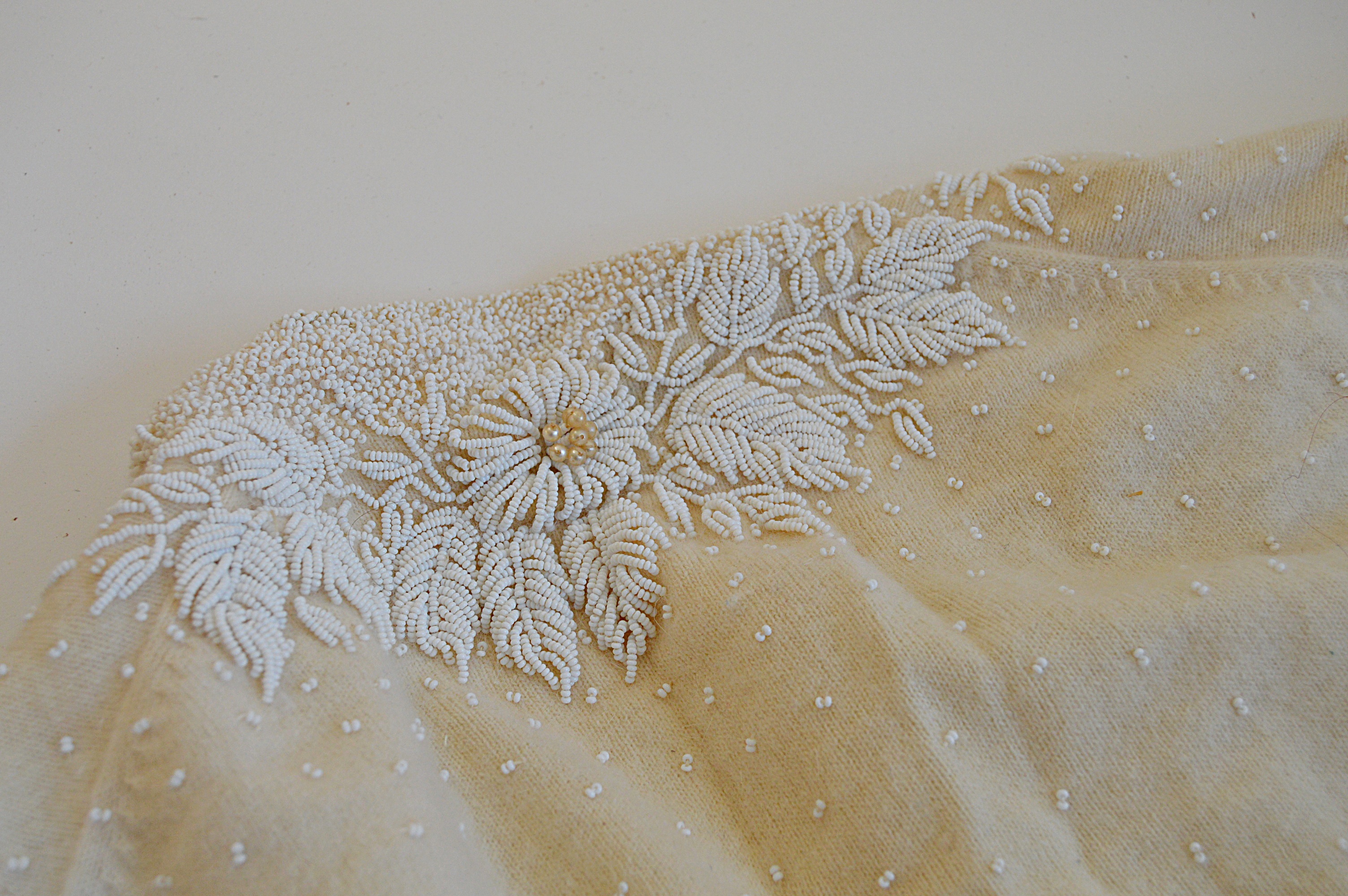 Vintage Women's Beaded Lambswool Sweaters, Basket Purse, and Sunglasses