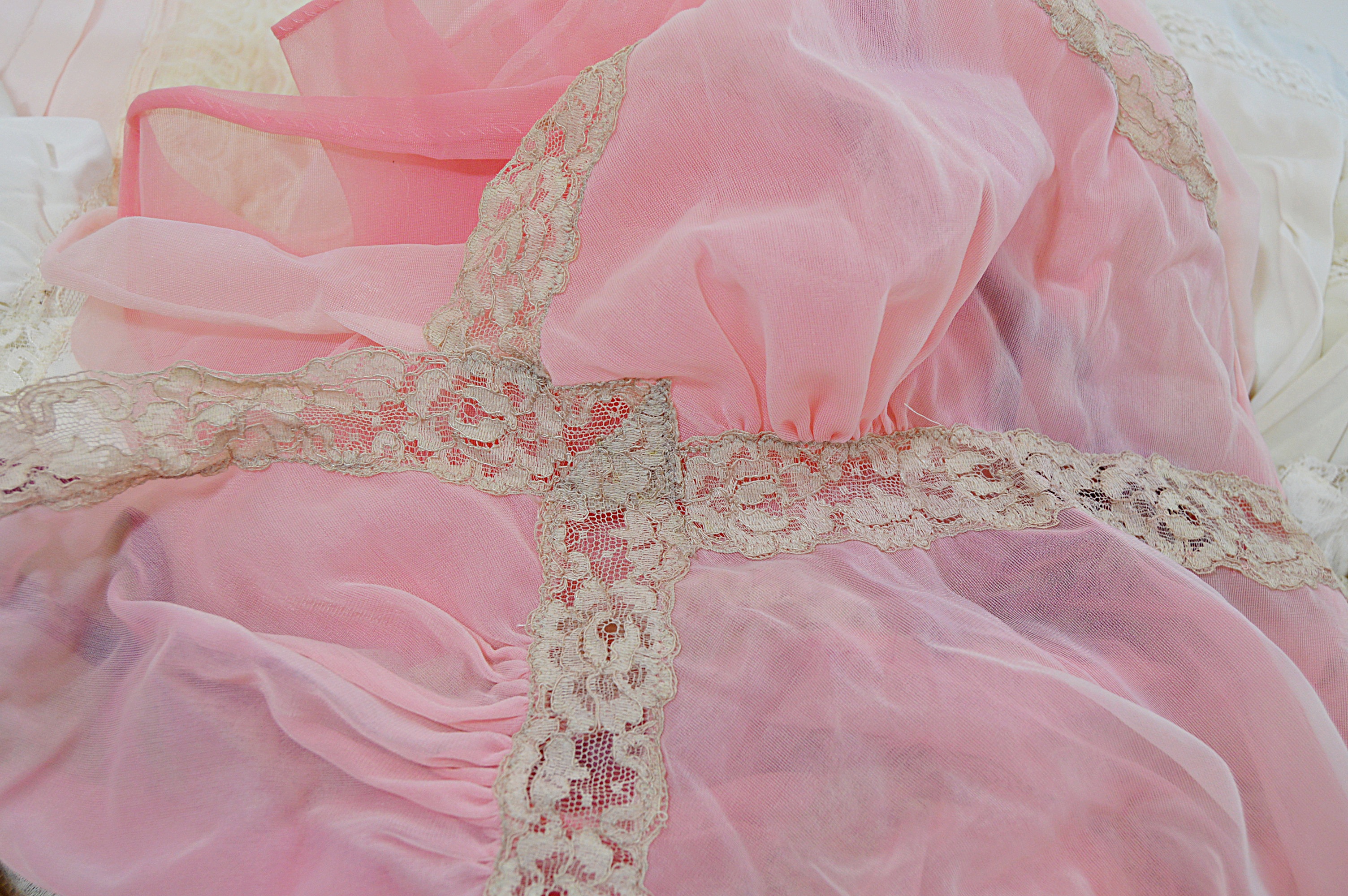 Vintage Lingerie with Bed Jackets, Silk Gowns, Undergarments, Stockings, Bags