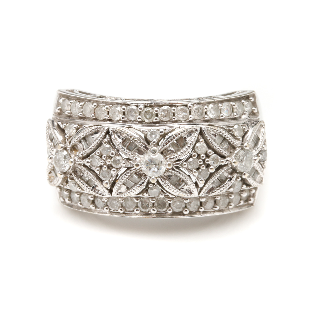 14K White Gold 1.04 CTW Diamond Ring