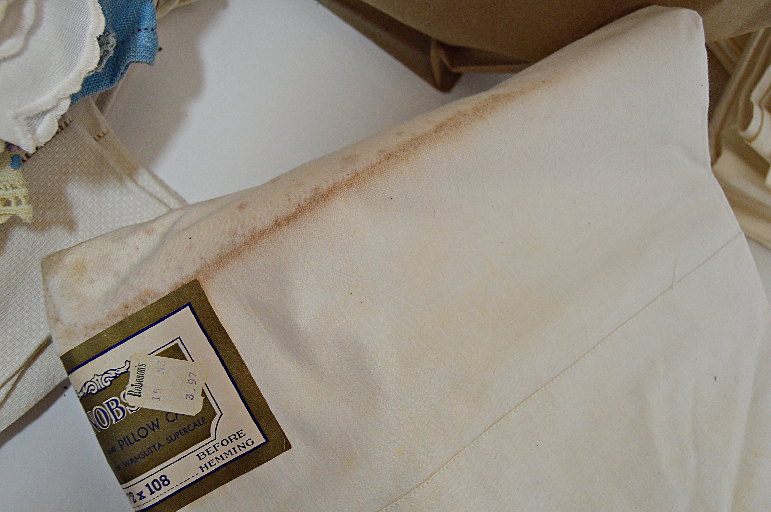 Vintage Bed and Bath Linens with Embroidered Pillowcases, Lace-Trimmed